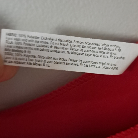 Red Long Sleeve Jagged Hem Costume Dress – Girls Medium (8–10) - Picture 4 of 4